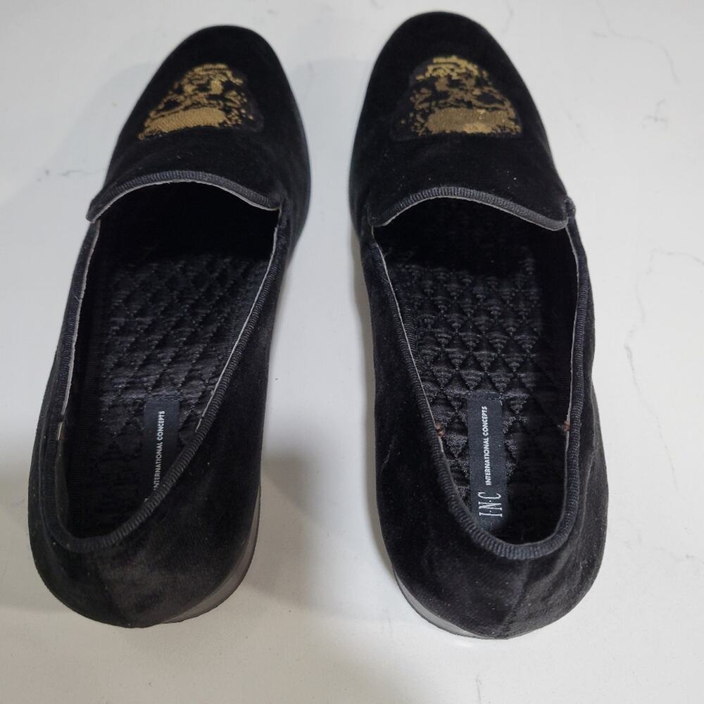 INC International Concepts Nova Velvet Loafer Slipper Shoes Skull Embellished - Picture 6 of 9